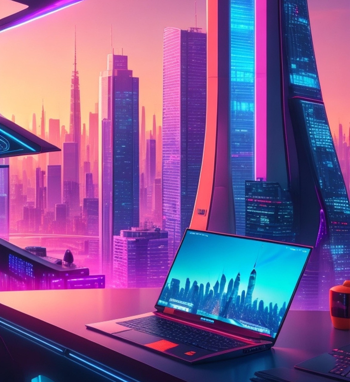 cyberpunk style laptop